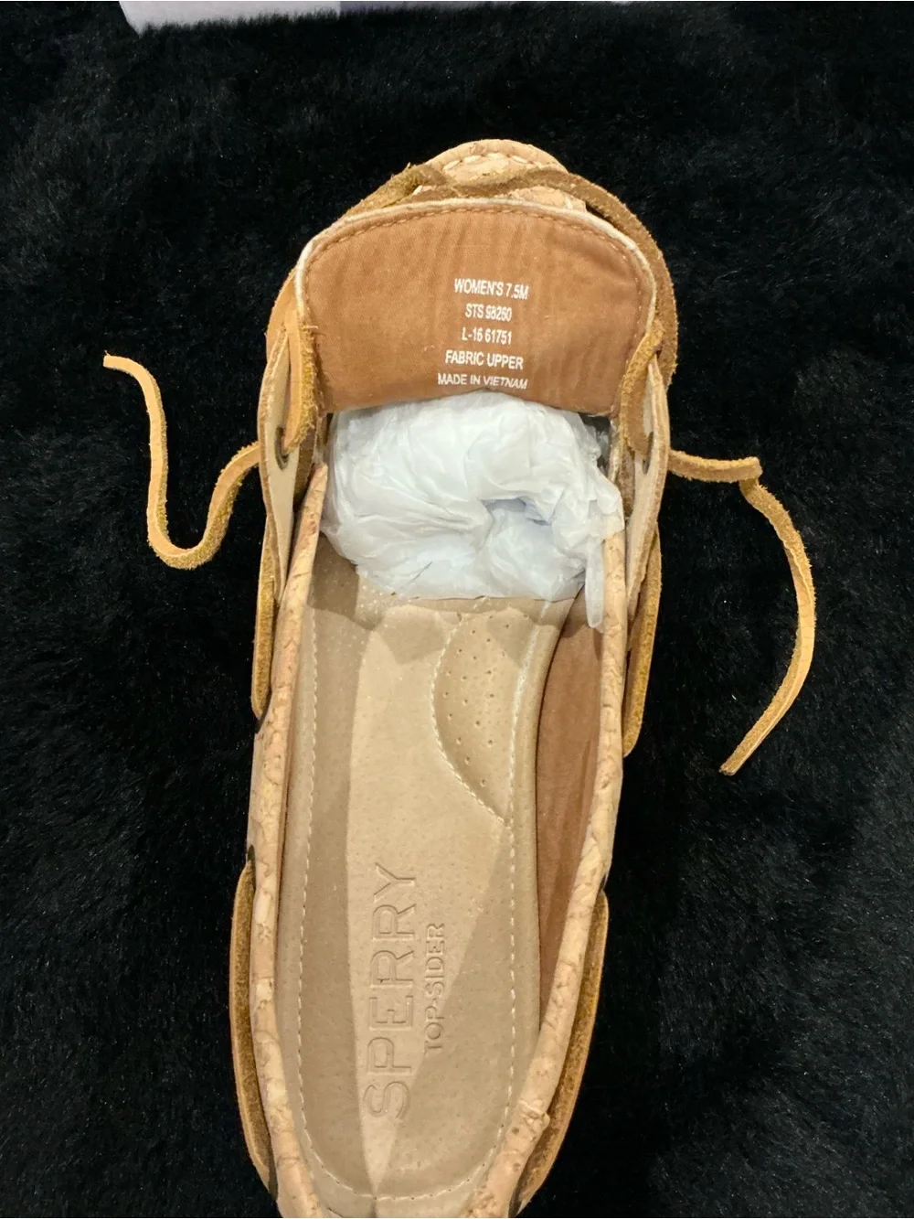 Sperry Cork-Textured Boat Shoes in Tan Women’s 7.5